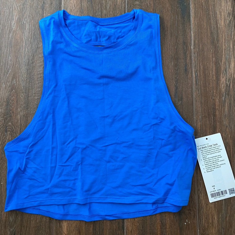 NWT Lululemon Cut Back Crop Tank size 4